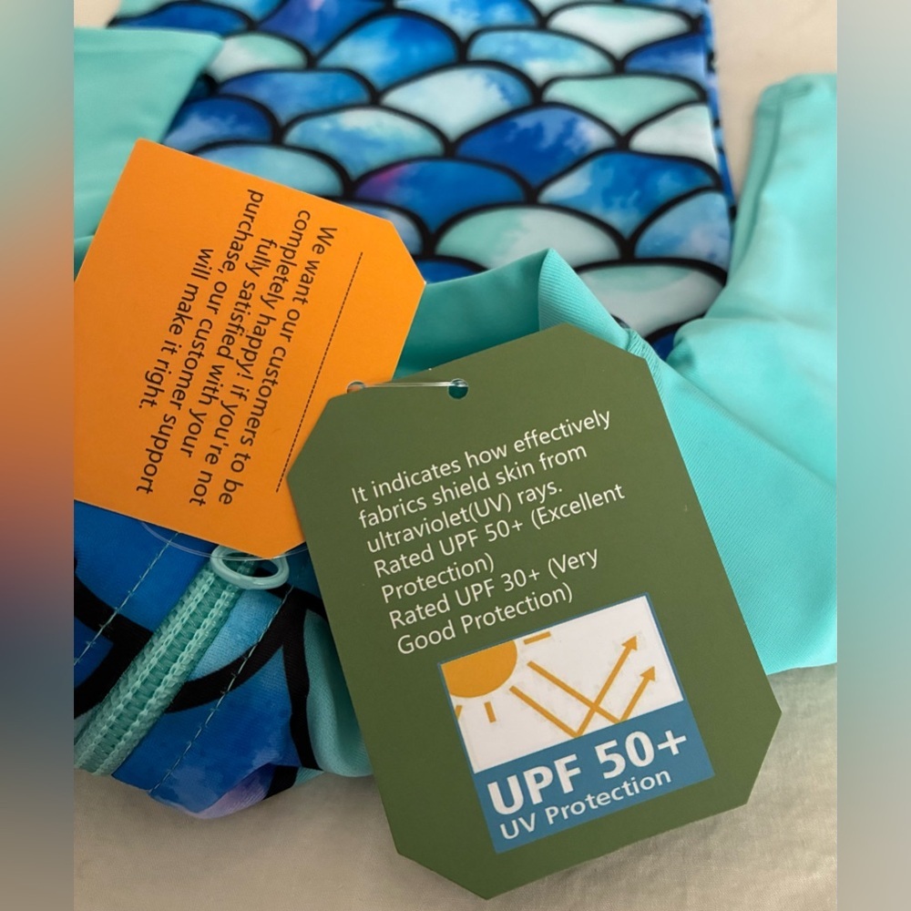NWT Umelok Kid’s Mermaid Scale Pattern Full-Zip Swim Wear UPF 50+; Size 0-3 mo - Picture 6 of 9